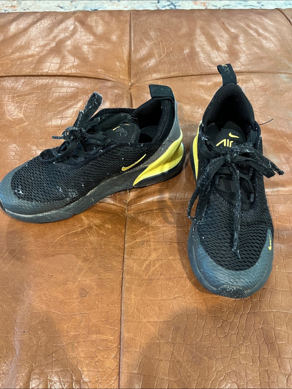 Nike Black and Yellow Low-Top Air Sneakers